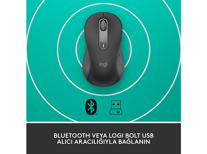 LOGITECH Signature M650 Büyük Boy Sol El Için Sessiz Kablosuz Mouse - Siyah_4