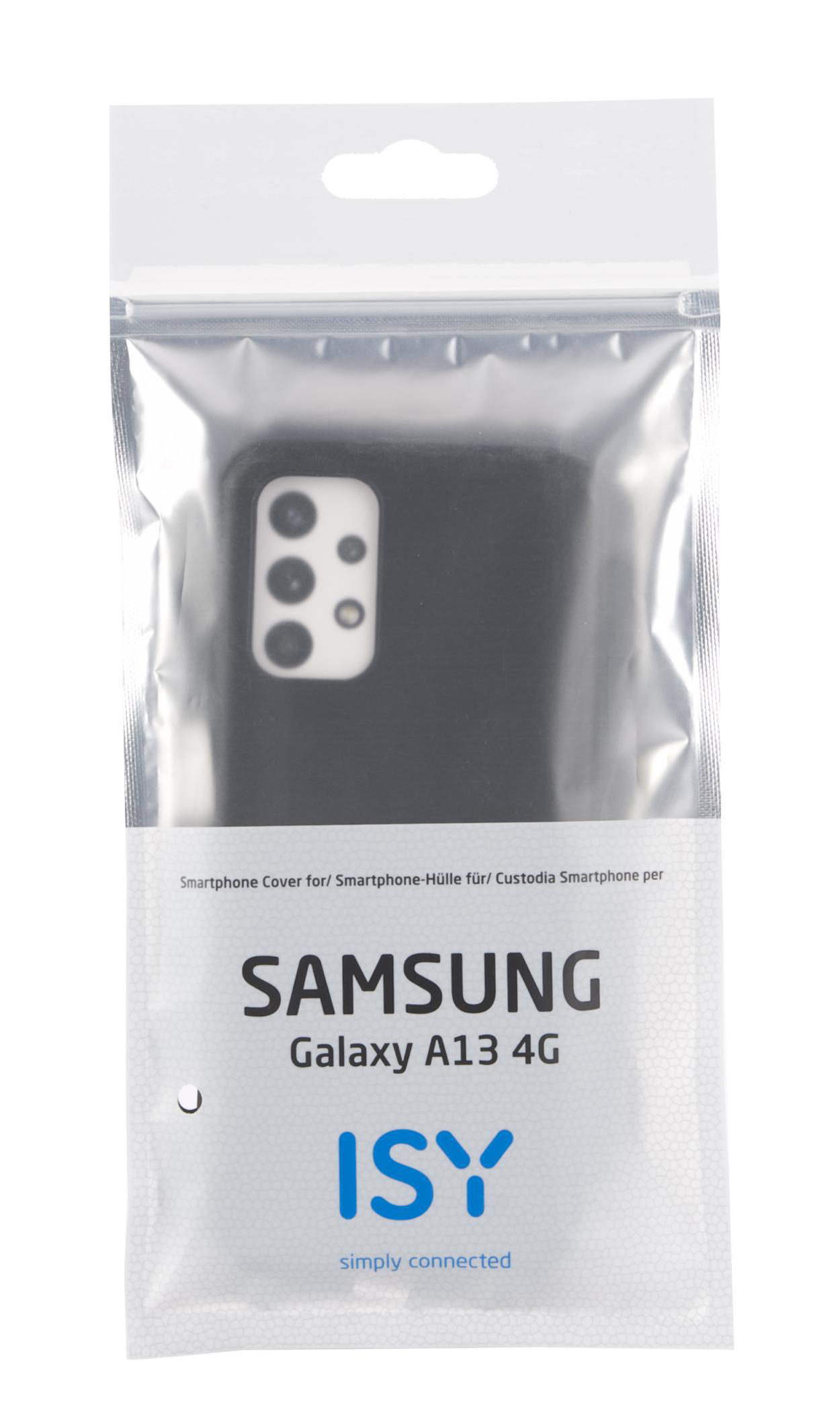 Eine Samsung Galaxy A13 4G Handyhülle in einer transparenten Plastikverpackung mit weißem Text.