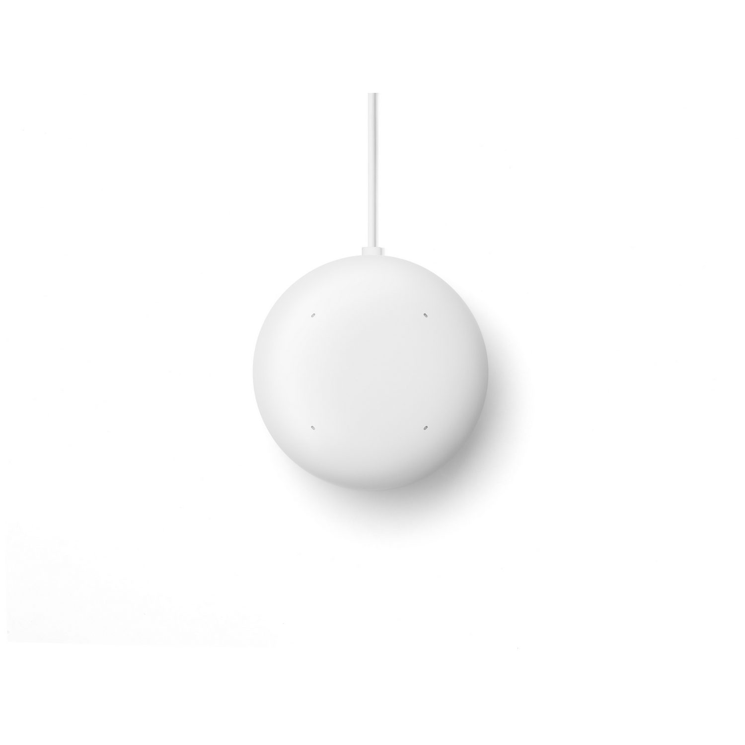 Dispositivo para el hogar inteligente blanco, forma redonda, con cuatro agujeros.
