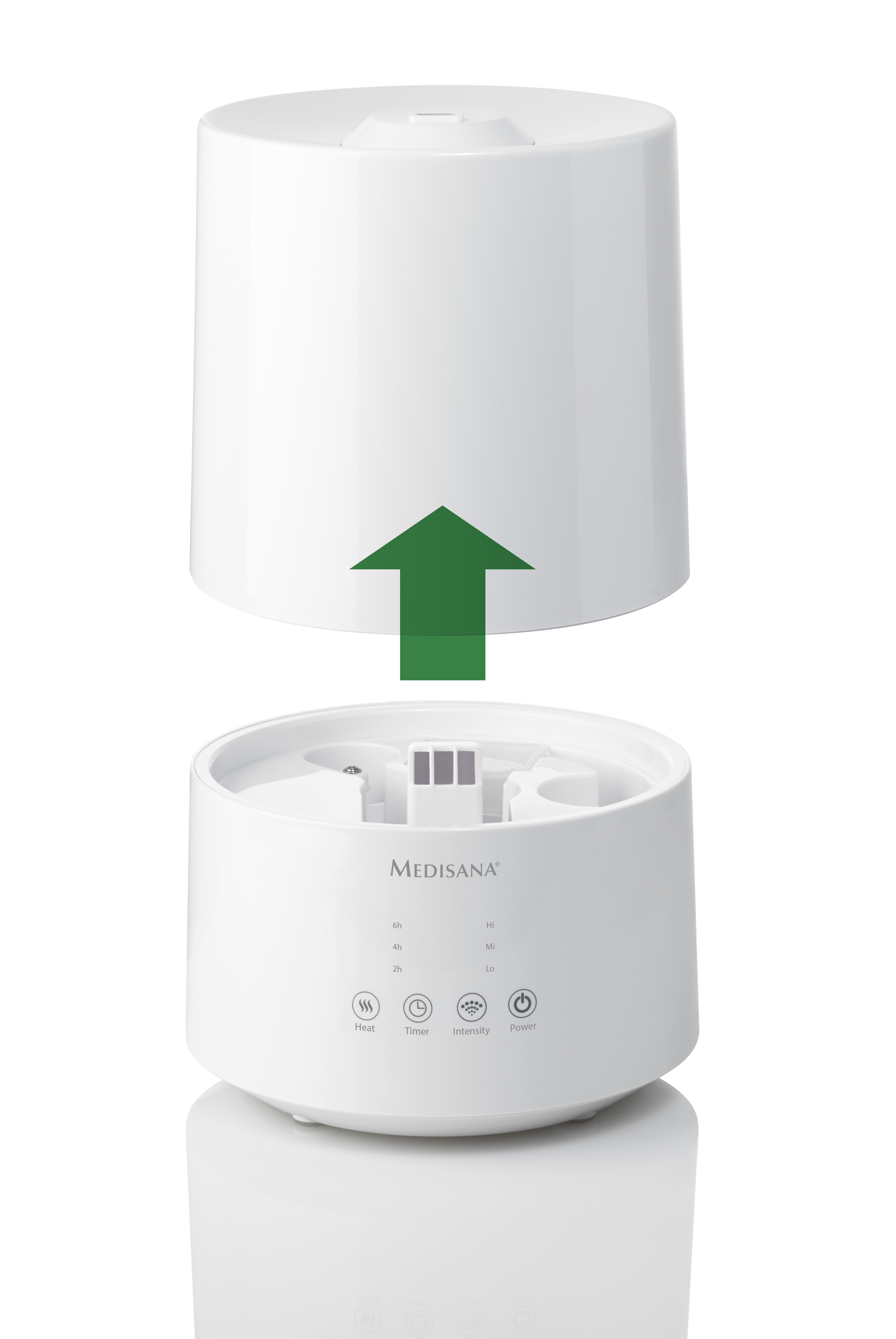 Een witte telefoonhoes met een camera-uitsparing en het Samsung-logo.