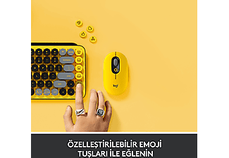 LOGITECH POP Keys Blast Özelleştirilebilir Emoji Tuşlu Mekanik Kablosuz Klavye - Sarı&Siyah_2