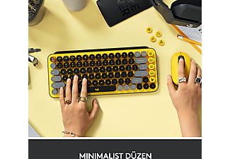 LOGITECH POP Keys Blast Özelleştirilebilir Emoji Tuşlu Mekanik Kablosuz Klavye - Sarı&Siyah_4