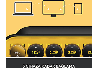 LOGITECH POP Keys Blast Özelleştirilebilir Emoji Tuşlu Mekanik Kablosuz Klavye - Sarı&Siyah_6