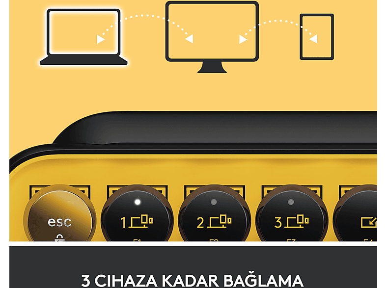 LOGITECH POP Keys Blast Özelleştirilebilir Emoji Tuşlu Mekanik Kablosuz Klavye - Sarı&Siyah_6