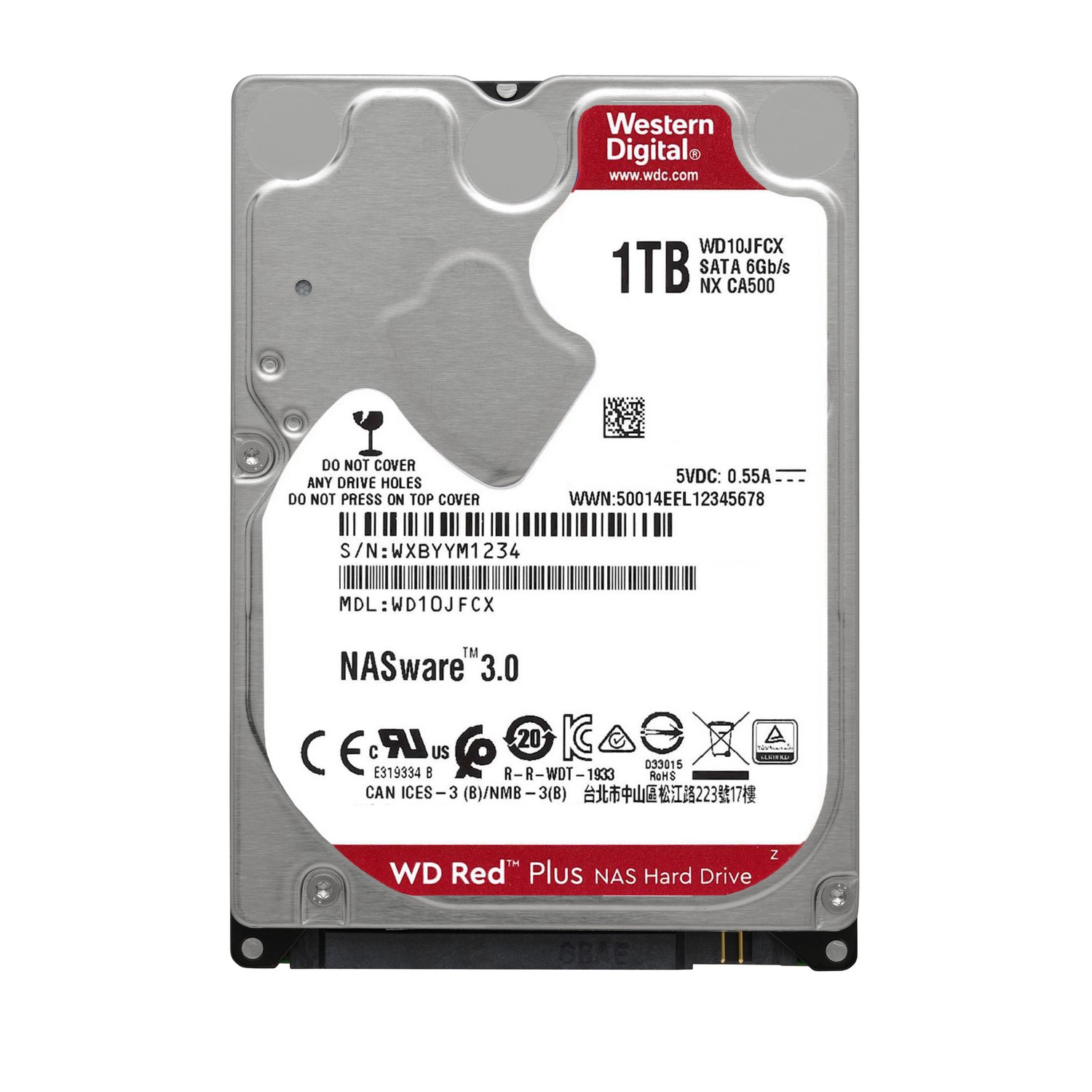 Disco duro 1 TB - Western Digital WD Red NAS Plus Hard Drive, 2.5", SATA III, 16 MB, Interno, 5400 rpm, Rojo