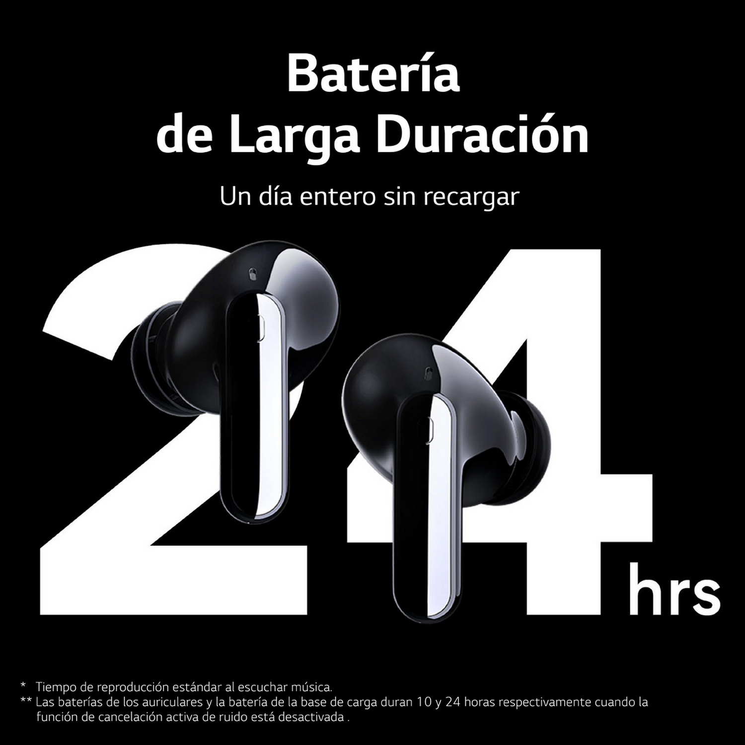 Auriculares inalámbricos negros con raya blanca y el número 24.
