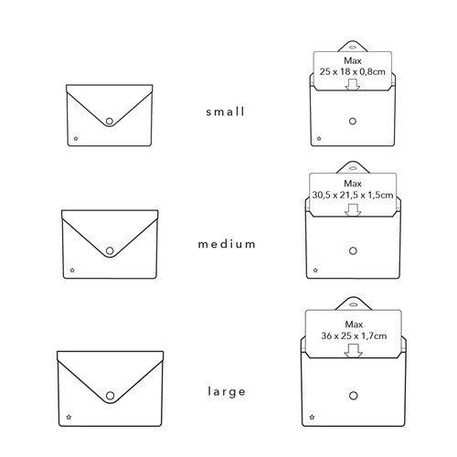 Diagramme montrant des sacs petits, moyens et grands.