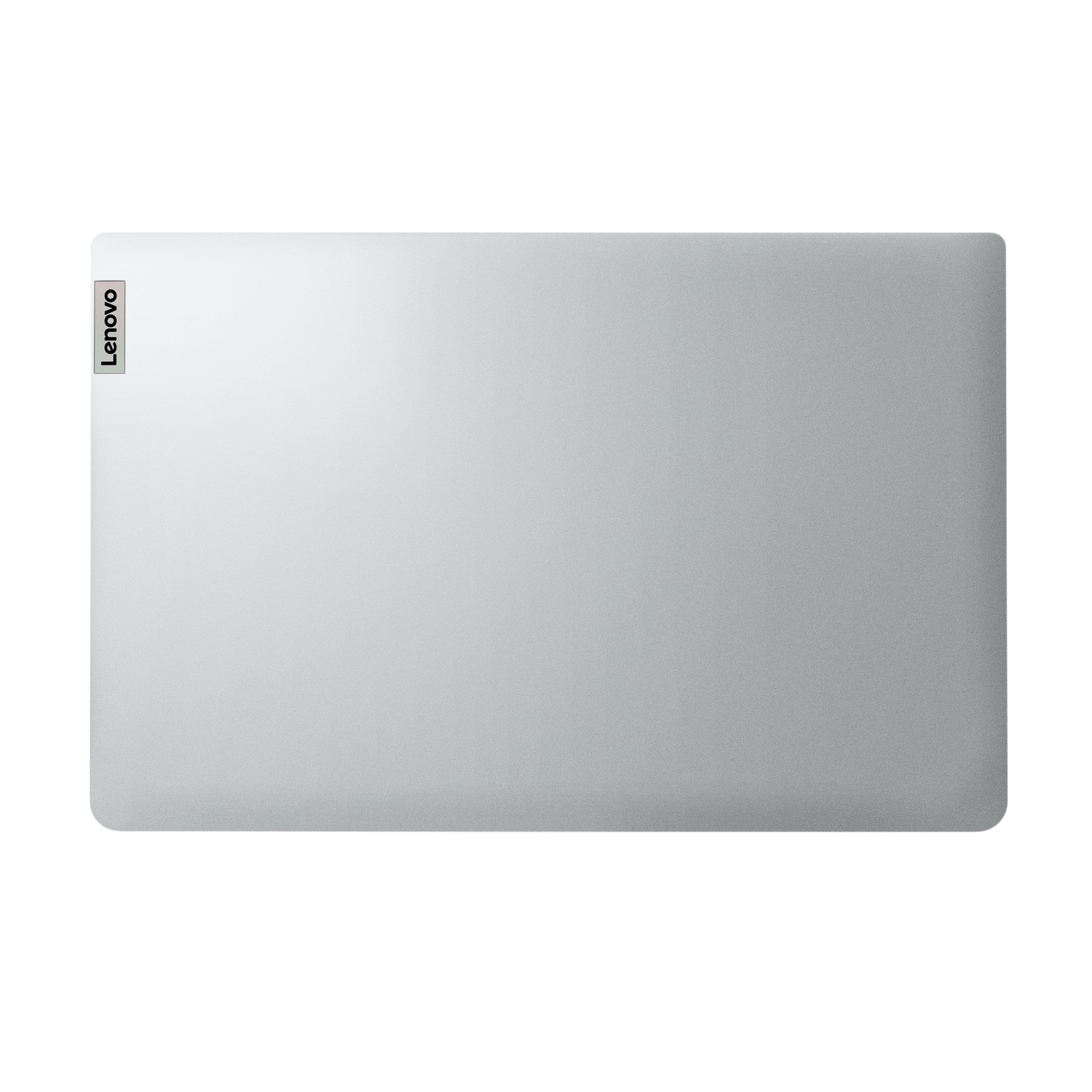Laptop Lenovo plateado cerrado, vista superior, con el logotipo de Lenovo en la esquina superior izquierda.