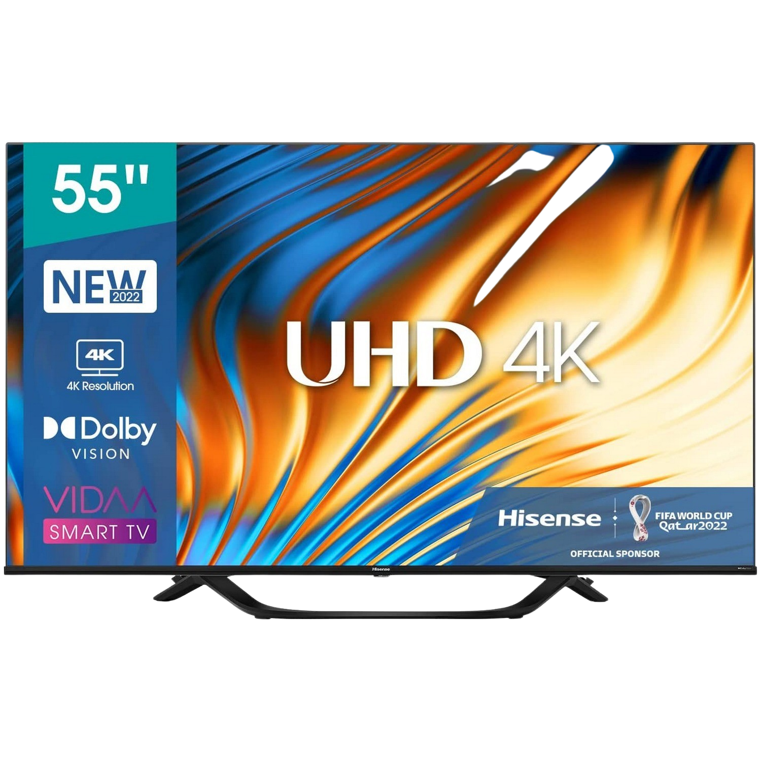 TV LED 55" - Hisense 55A63H, UHD 4K, VIDAA U 5.0, HDMI 2.1, Dolby Vision, HDR10+, Control de voz, Negro