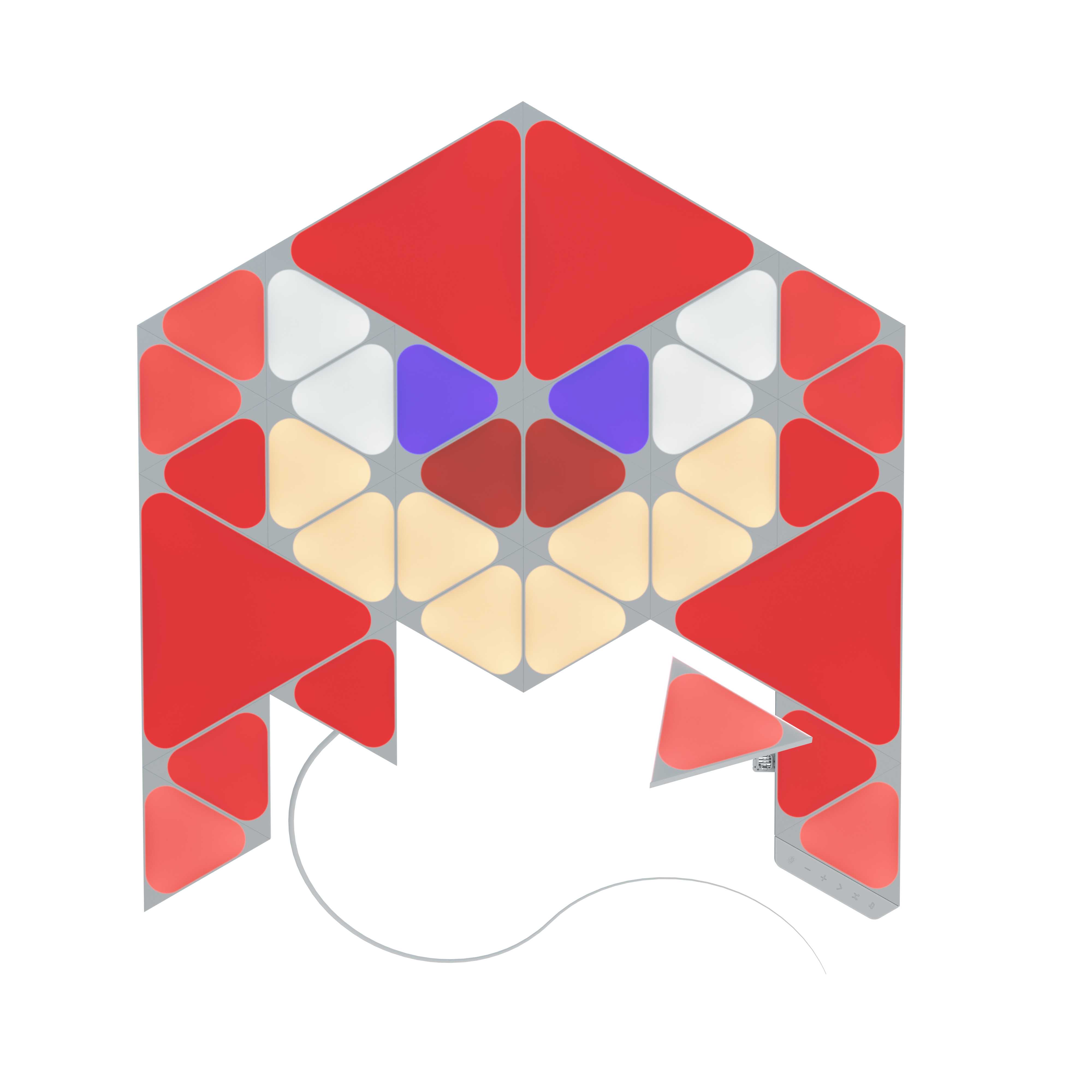 Ein abstraktes Bild eines Gesichts wird mit geometrischen Formen erstellt.