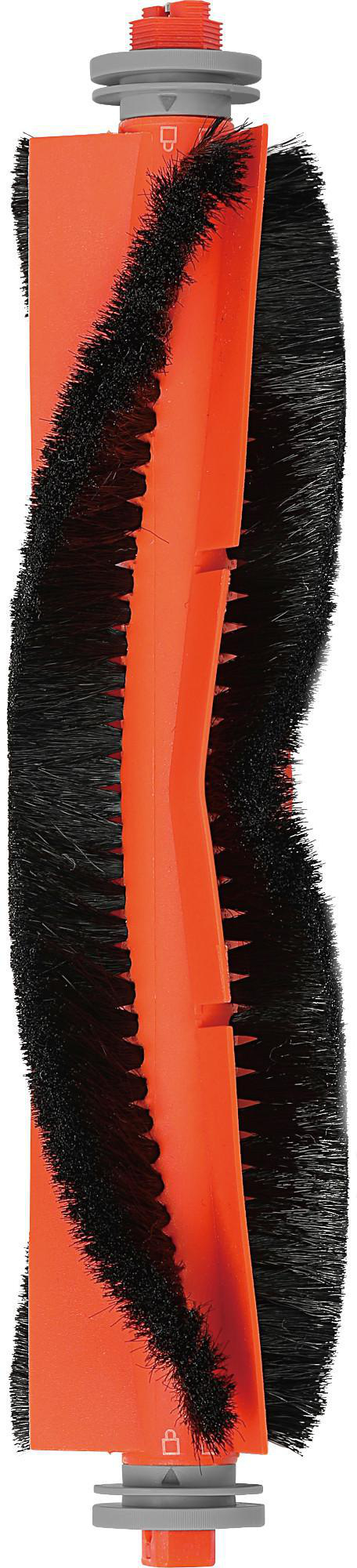 Orange und schwarze Staubsaugerbürste. Sie hat schwarze Borsten und einen orangefarbenen Kern.
