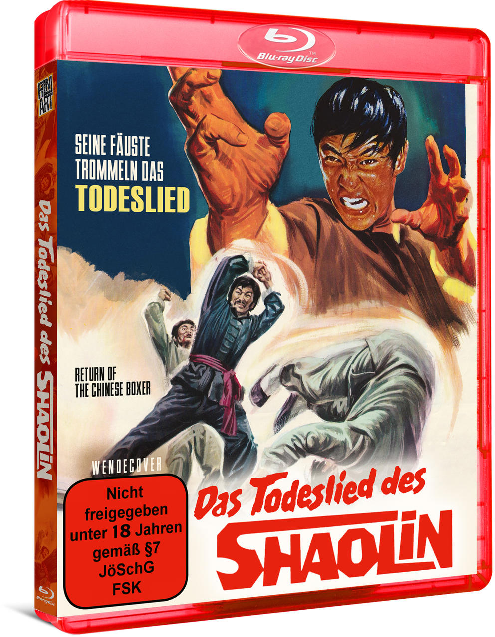Filmposter eines kämpfenden Mannes, in roter Blu-ray-Hülle, mit deutschem Text.