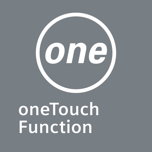 Bir daire içinde 'one' kelimesi ve altında 'oneTouch Function' yazan gri bir kare.