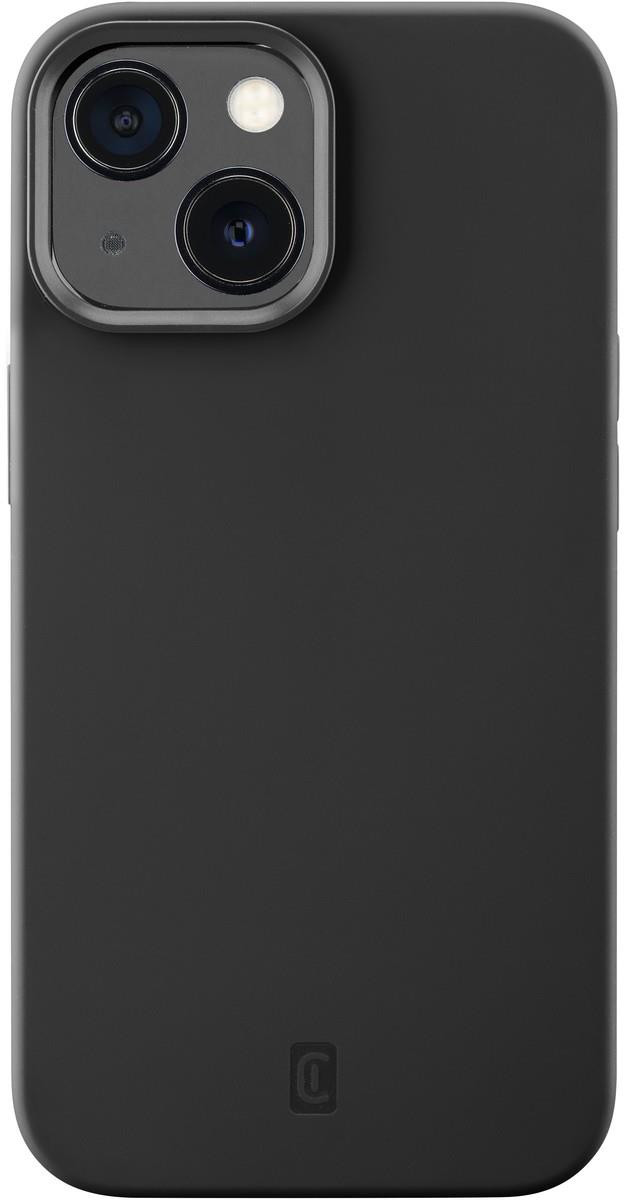 Coque de téléphone noire avec une découpe pour l'appareil photo. La coque couvre tout l'arrière du téléphone.