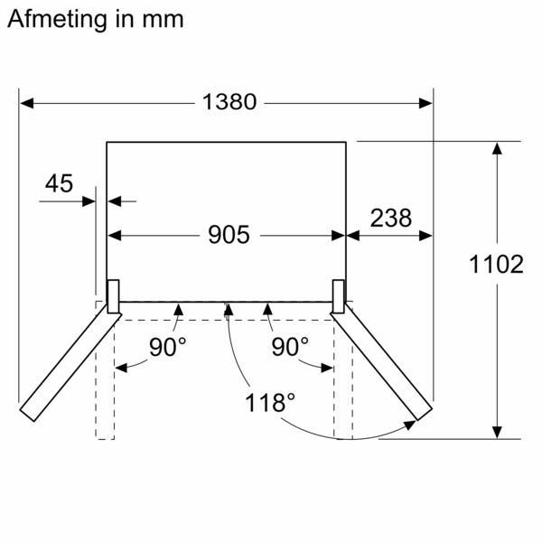 Diagram of a rectangle with measurements and angled lines indicating angles.