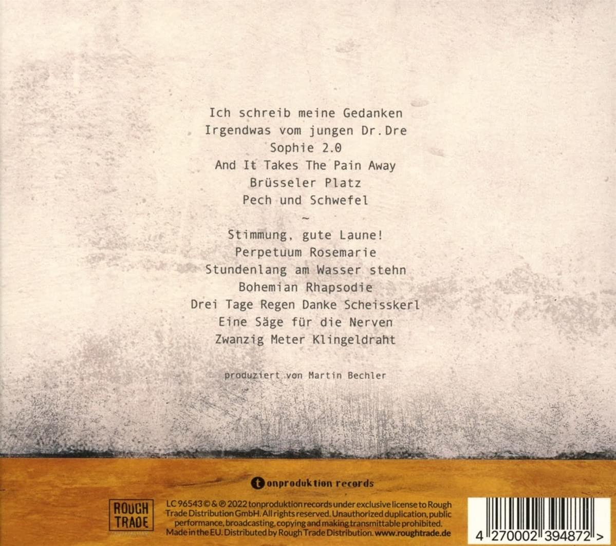 Rückseite einer CD-Hülle mit Songtiteln, Credits und einem Barcode.