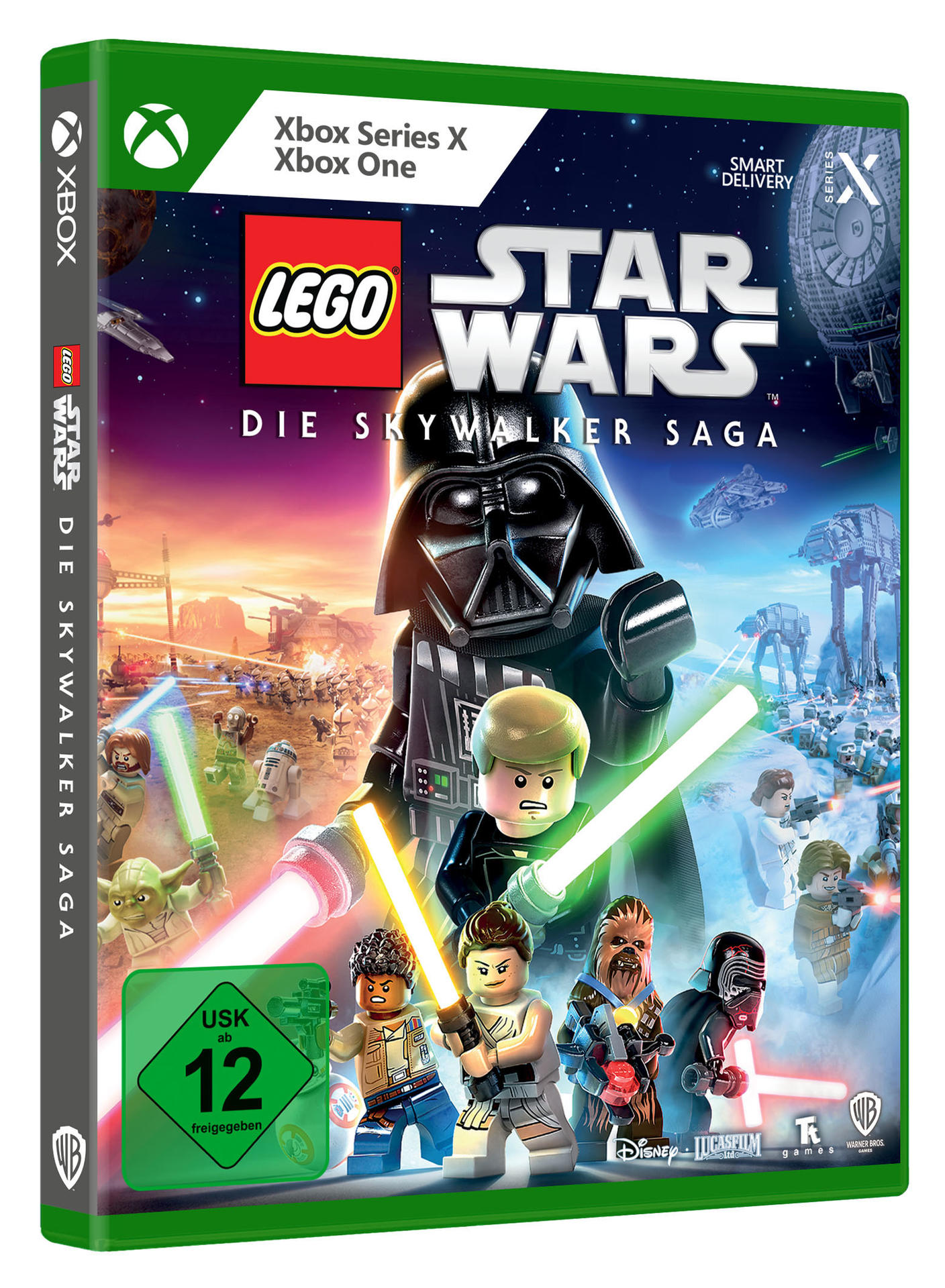 Lego Star Wars Spielebox. Charaktere und Szenen aus den Filmen. Grün und schwarz.