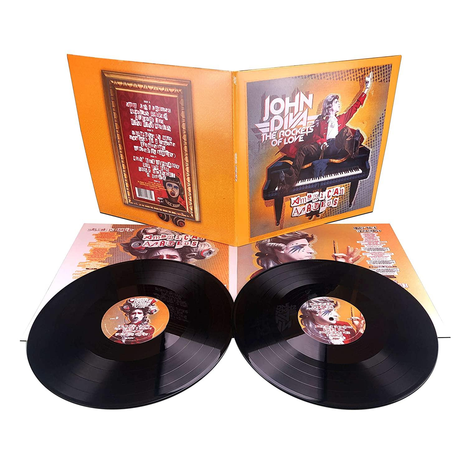 Vinyl-Albumcover mit zwei Schallplatten. Zeigt John Diva and The Rockets of Love.