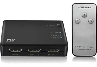 ACT HDMI 4k kapcsoló, 3 bemenet, 1 kimenet, távirányító, 3840x2160 30Hz (AC7845)