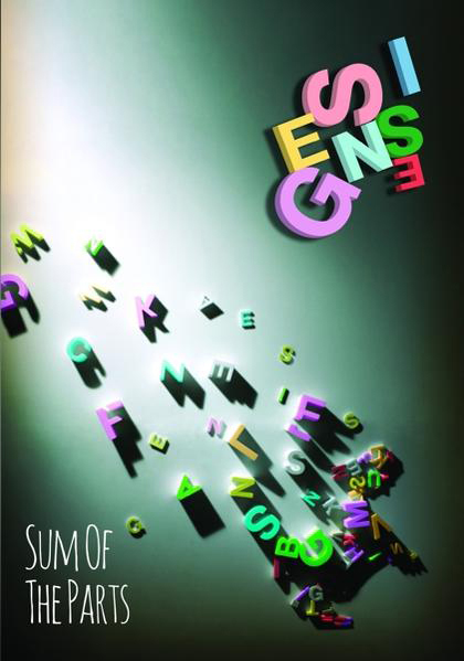 Cover-Art mit schwebenden Buchstaben, die 'SENSE' buchstabieren, und einer Figur aus fallenden Buchstaben.