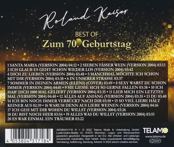 Rückseite einer CD-Hülle mit Titelliste und Credits. Text ist auf Deutsch. Gold- und schwarzer Hintergrund.