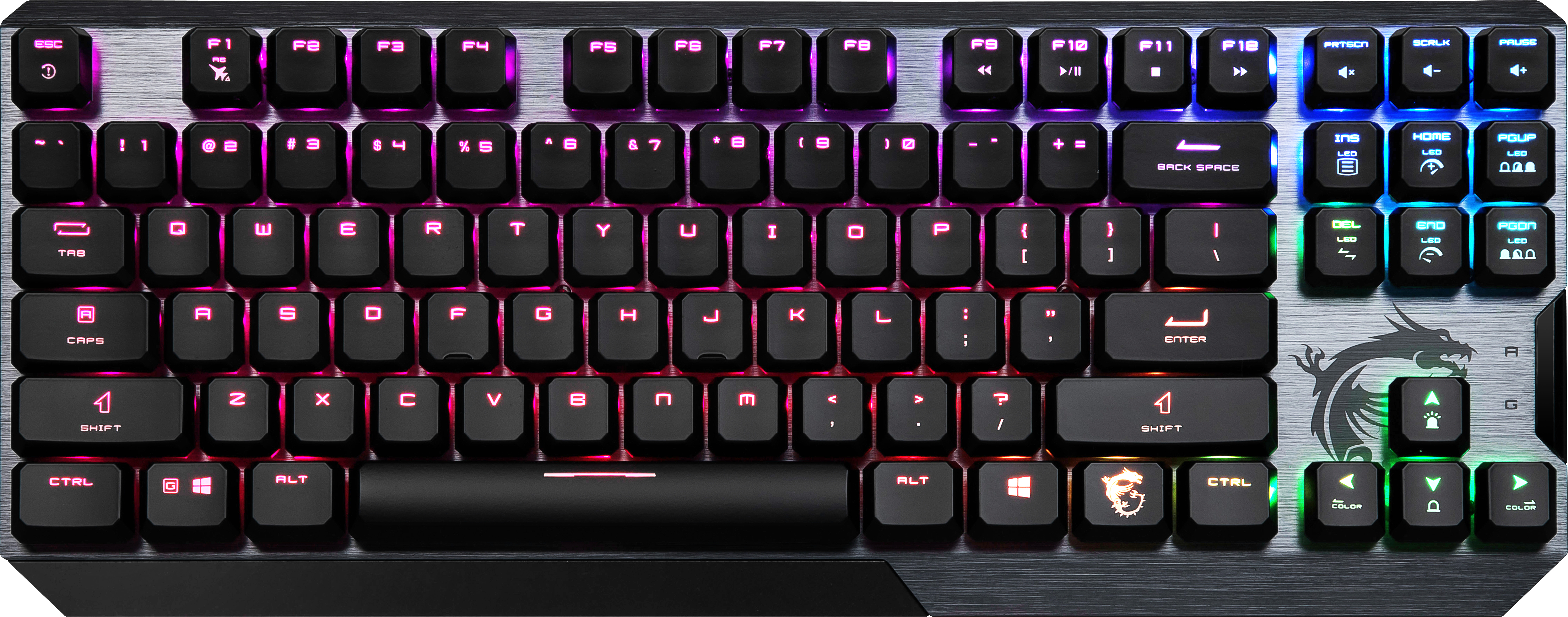 MSI Vigor GK50 TKL pro Tastatur Low schwarz, Switch, RGB Gaming Layout, QWERTZ Kailh QWERTZ Profile TKL, Taste) (kabelgebunden, DE