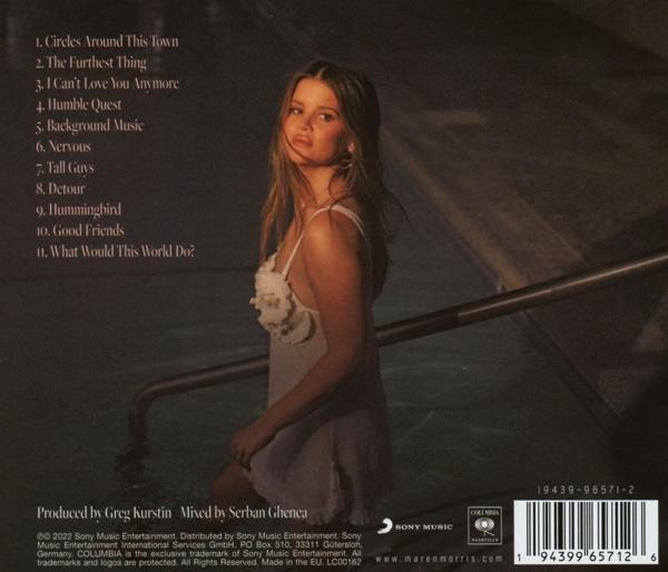 Rückseite einer CD, mit einer Frau im Wasser, Trackliste und Credits.