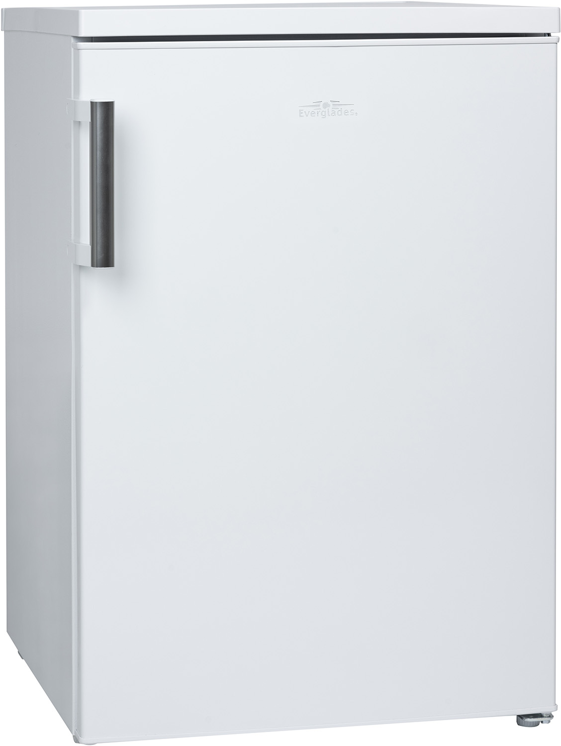 White refrigerator with handle.