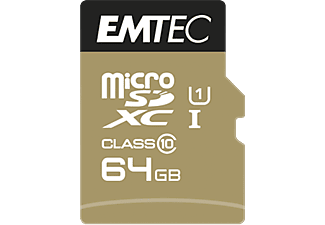 EMTEC Elite Gold microSDXC Memóriakártya, 64GB, UHS-I/U1, 85/20 MB/s, adapter (ECMSDM64GXC10GP)