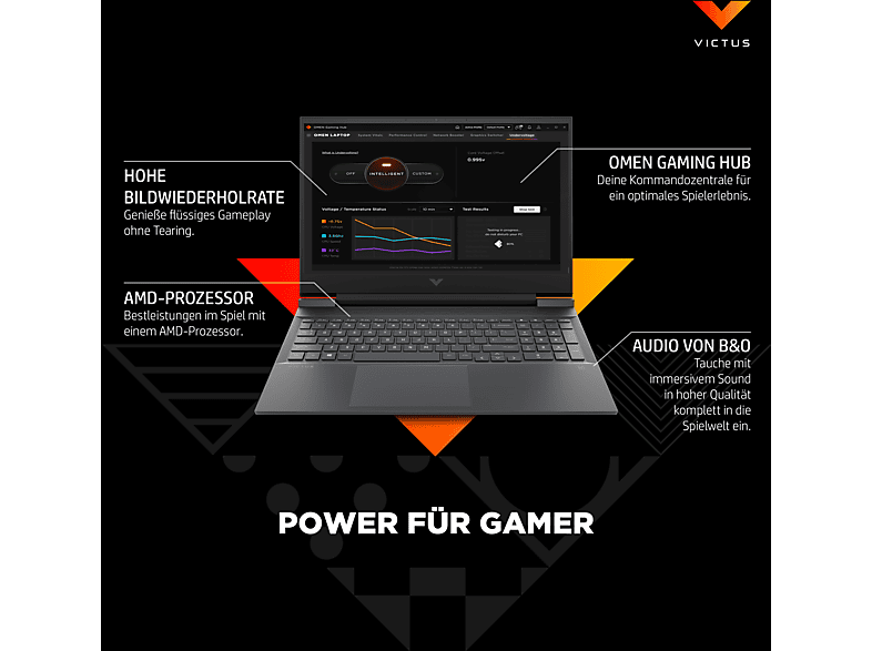 Thumbnail - HP Victus by 16-e0357ng, Notebook, mit 16,1 Zoll Display, AMD Ryzen™ 5 5600H Prozessor, 16 GB RAM, 512 SSD, NVIDIA GeFor...