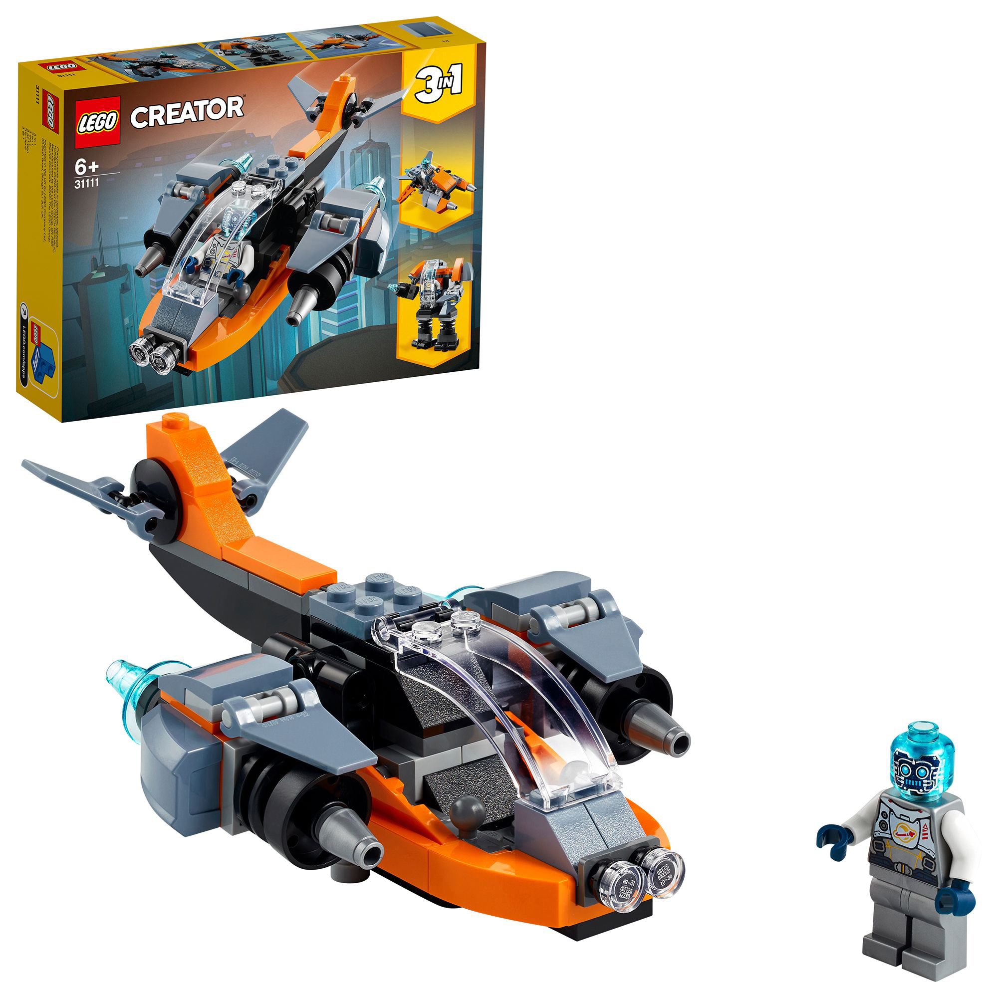 LEGO Creator 3-in-1 31111 Cyber-Drohne Bausatz, Mehrfarbig
