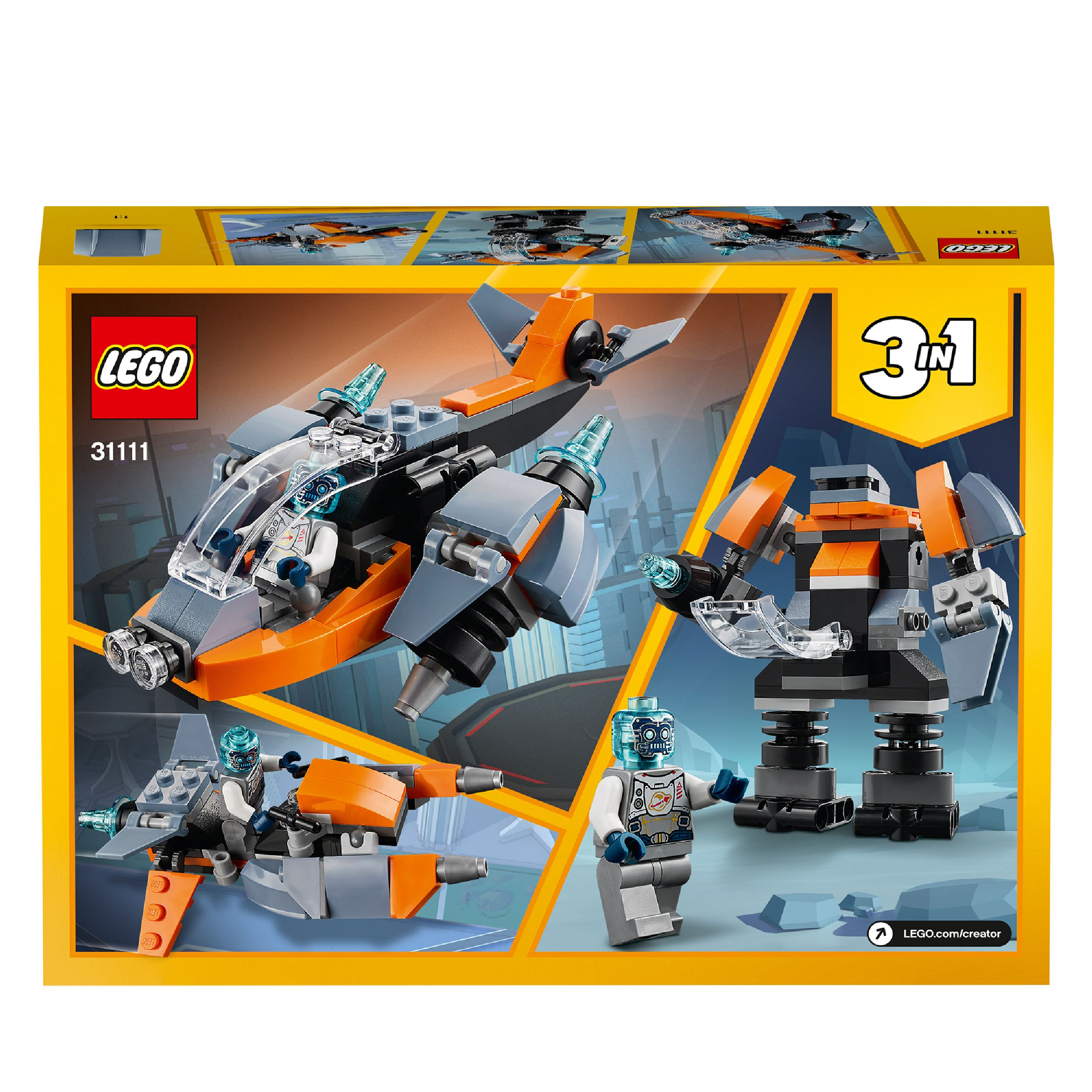 LEGO Creator 3-in-1 31111 Cyber-Drohne Bausatz, Mehrfarbig
