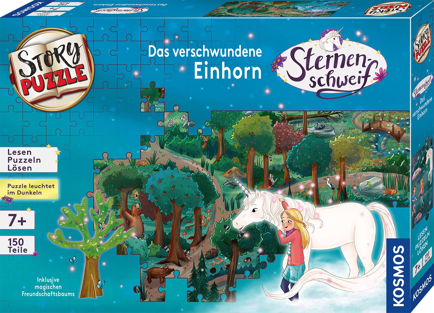 KOSMOS StoryPuzzle (150 verschwundene Das Puzzle Einhorn T) Sternenschweif Mehrfarbig