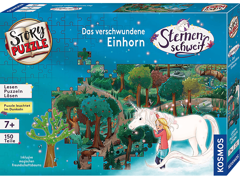 KOSMOS StoryPuzzle (150 verschwundene Das Puzzle Einhorn T) Sternenschweif Mehrfarbig
