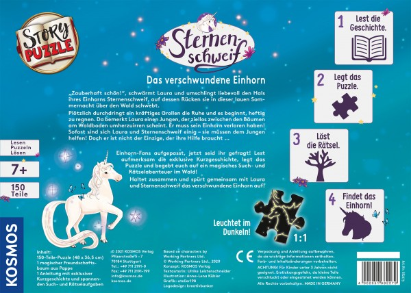 KOSMOS StoryPuzzle Sternenschweif Das (150 T) Puzzle Einhorn Mehrfarbig verschwundene