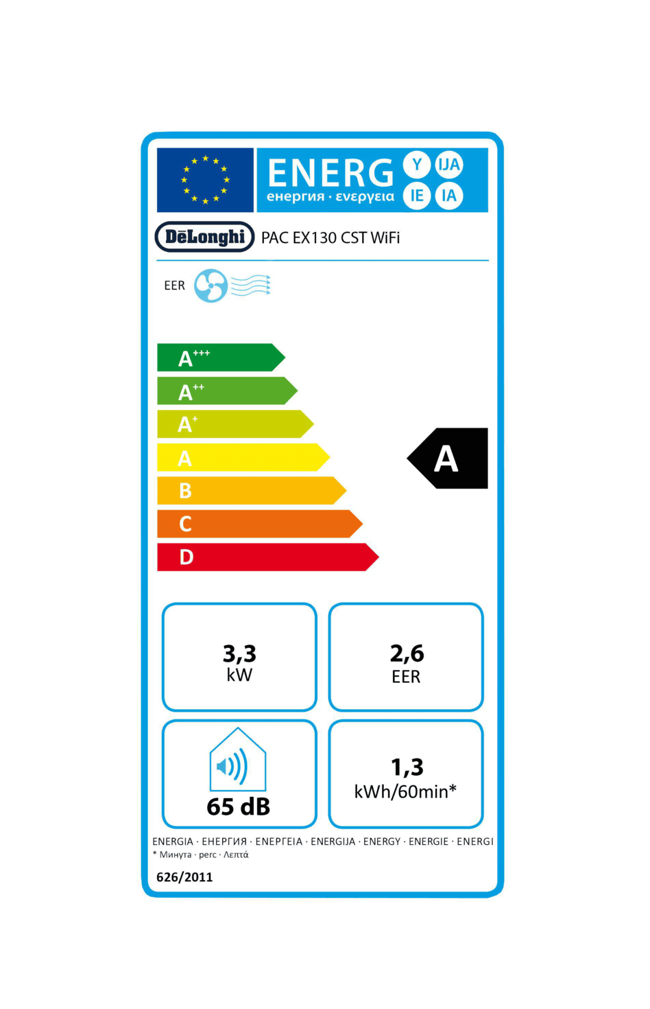 Klimagerät DELONGHI Pinguino PAC EX130 CST WiFi Klimagerät Weiß (Max.  Raumgröße: 120 m³, EEK: A)