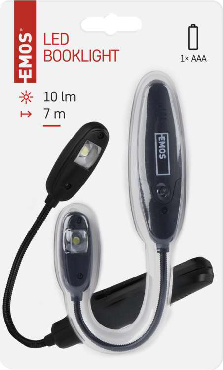 LED könyvlámpa. Fekete, rugalmas nyak. Elem és műanyag tok tartozik hozzá.