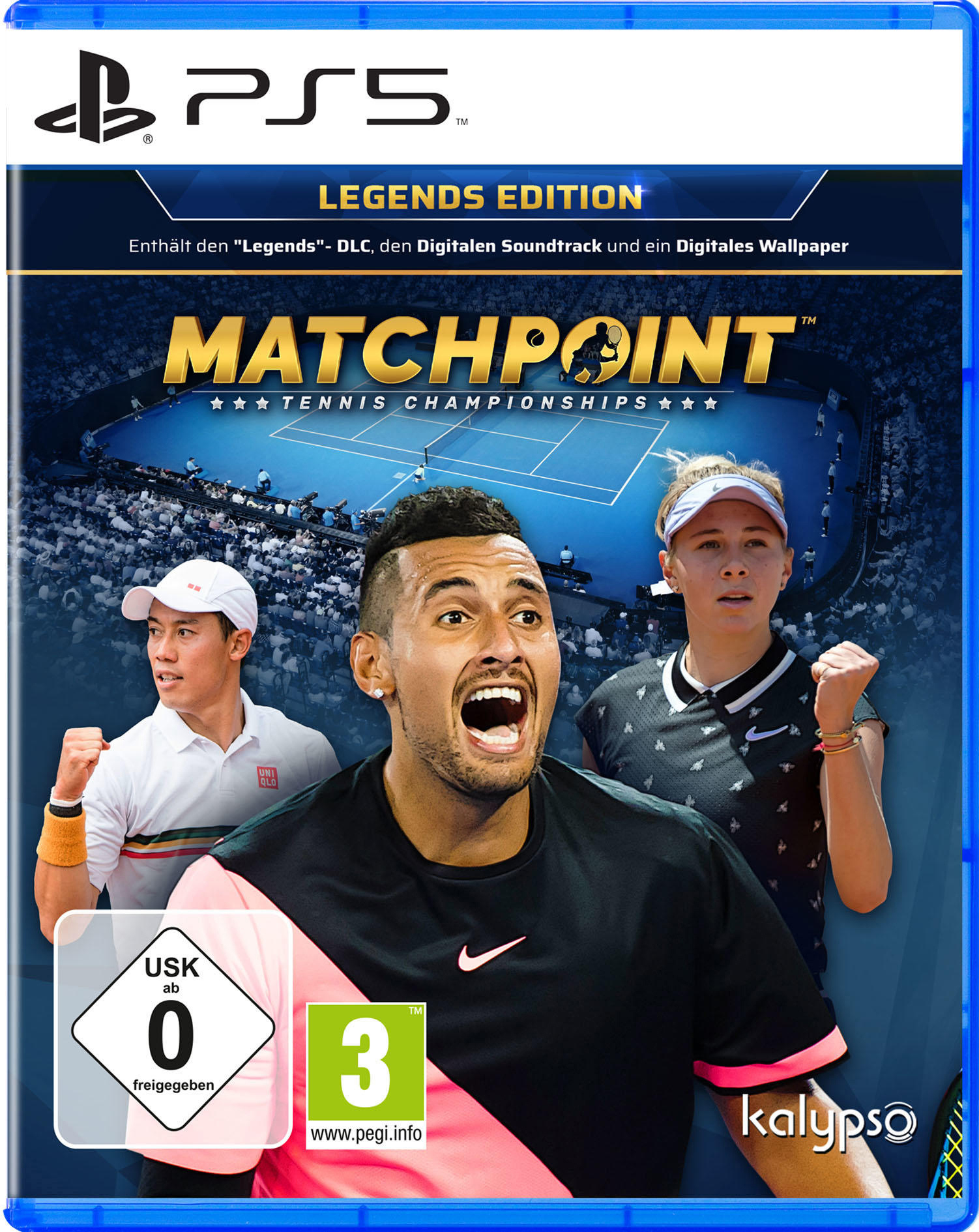 Matchpoint Legends Edition PS5-Spielcover mit Tennisspielern.