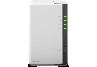 Servidor NAS - Synology DS220J, SSD/HDD SATA de 2.5”, 10/ 100/ 1000 Mbit/s, Realtek RTD1296, Blanco