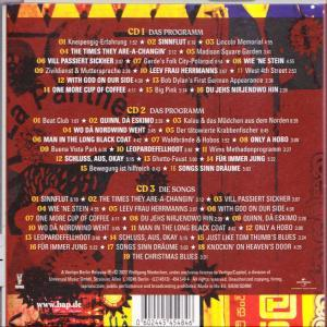 CD-Cover mit Titelliste und Bildern. Der Text ist auf Deutsch und das Bild ist farbig.