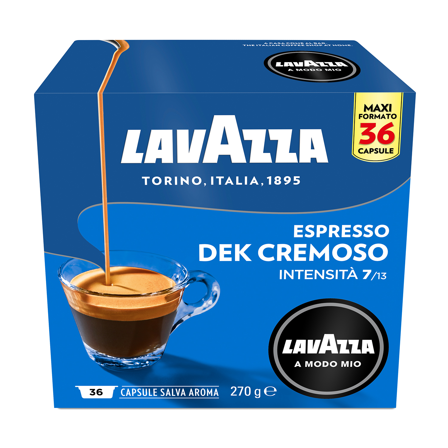 Lavazza Capsule Lavazza Dek Cremoso per Macchine Espresso A Modo Mio DEK Cremoso 36 Caps, 0,27 kg
