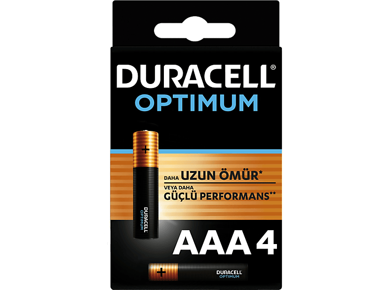 DURACELL Optimum İnce Kalem 4'lü AAA Alkalin Pil