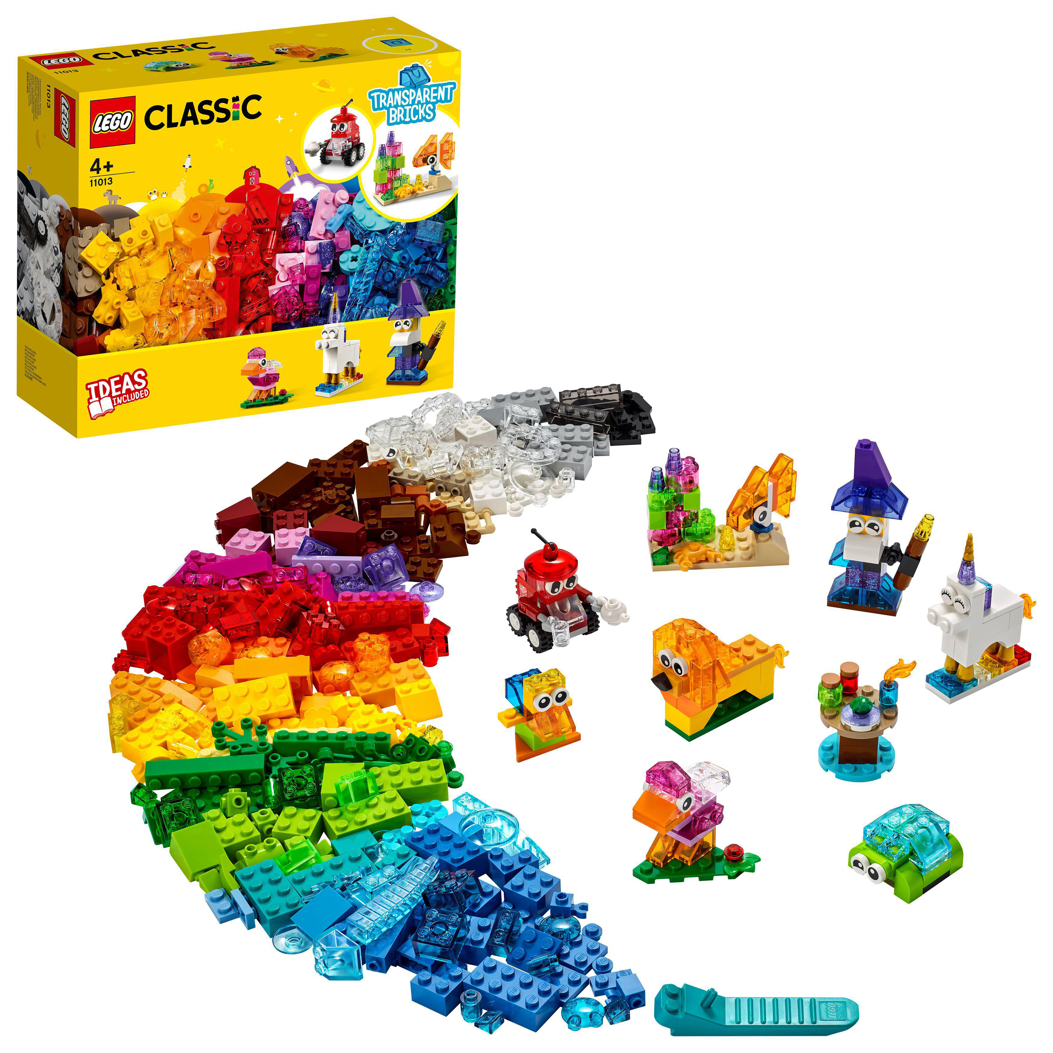 Kreativ-Bauset 11013 durchsichtigen LEGO Steinen Classic Mehrfarbig Bausatz, mit