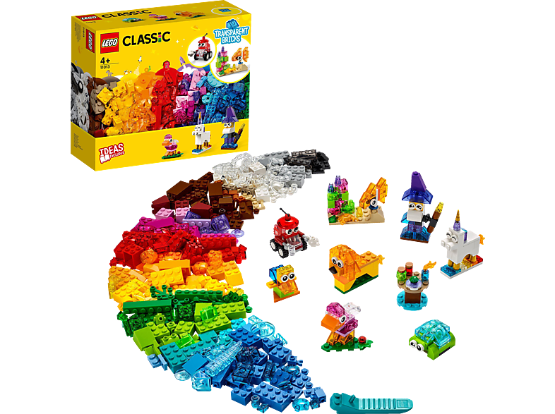LEGO Classic 11013 Kreativ-Bauset mit durchsichtigen Steinen Bausatz, Mehrfarbig