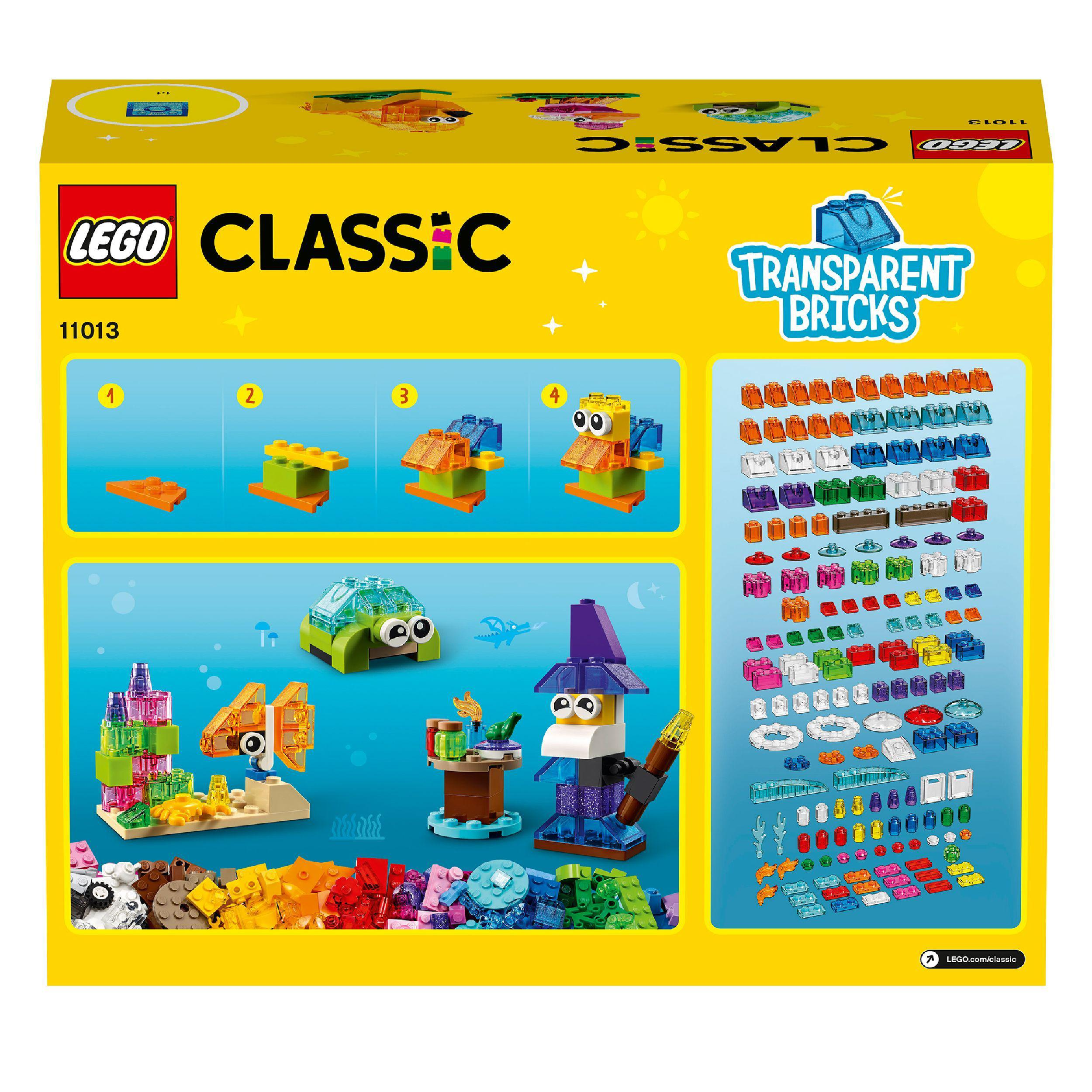 Bausatz, Kreativ-Bauset Mehrfarbig Classic mit durchsichtigen 11013 Steinen LEGO