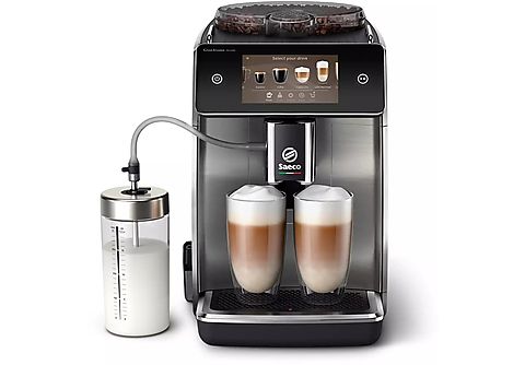 SAECO SM6685/00 Gran Aroma Kaffeevollautomat (Silber, Scheibenmahlwerk aus 100 % Keramik, 15 bar, Milchschlauch)