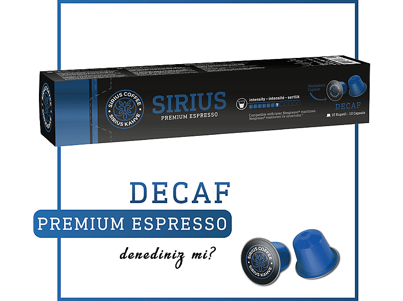 SIRIUS 7 Decaf Nespresso Uyumlu Premium Kapsül Kahve_1