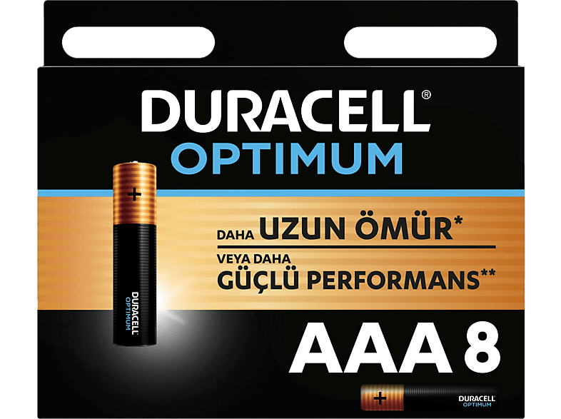 DURACELL Optimum İnce Kalem 8'li AAA Alkalin Pil_0