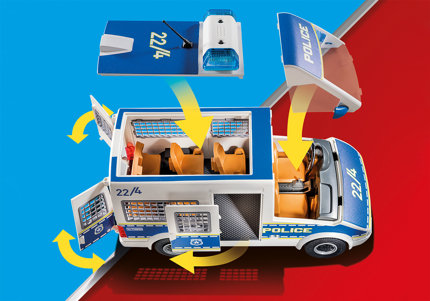 PLAYMOBIL 70899 POLIZEI-MANNSCHAFTSWAGEN Spielset, Mehrfarbig