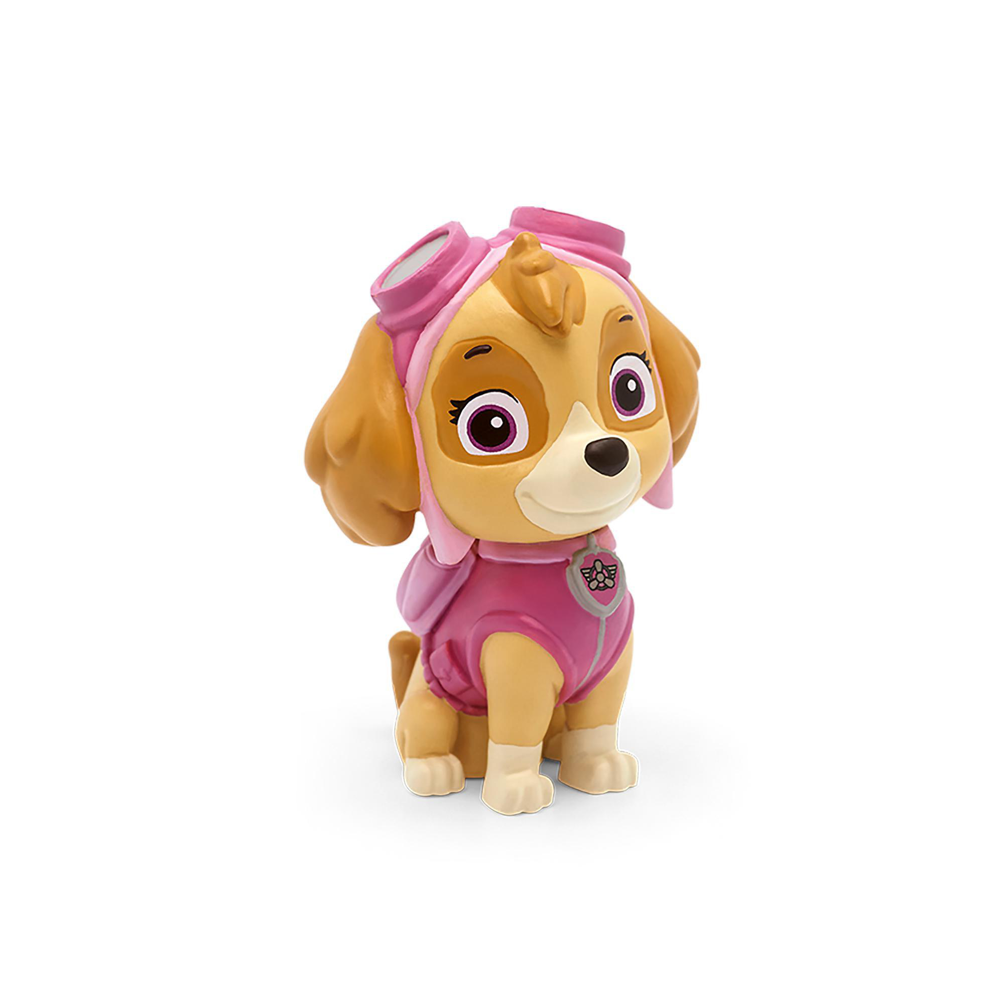 Paw Patrol Skye Spielfigur. Skye trägt eine rosa Uniform und eine Schutzbrille, bereit für Action.